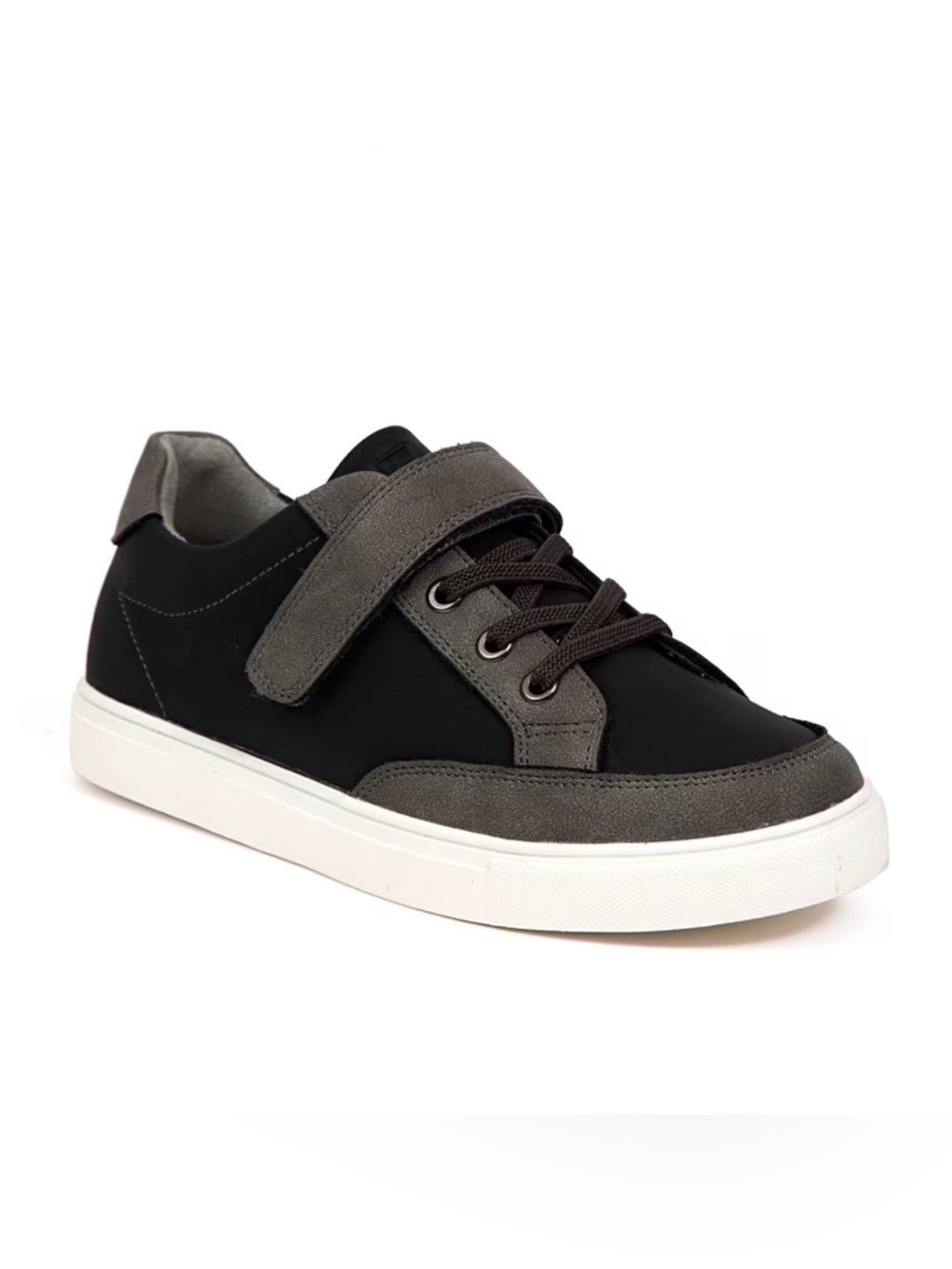 Deer Stags Kids Black and Gray Hook-and-Loop Sneakers Size 3.5 Youth New